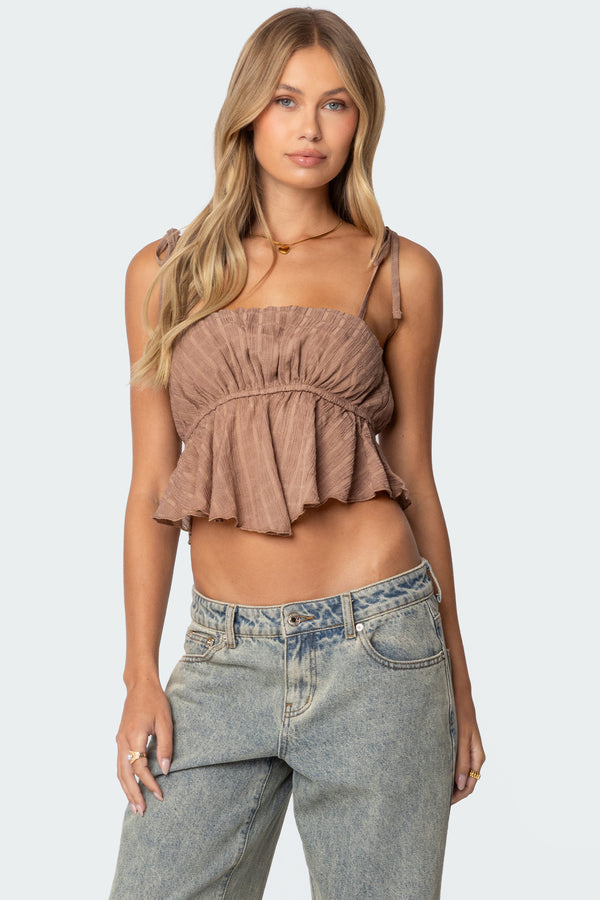 Rylie Textured Chiffon Flare Top view 1