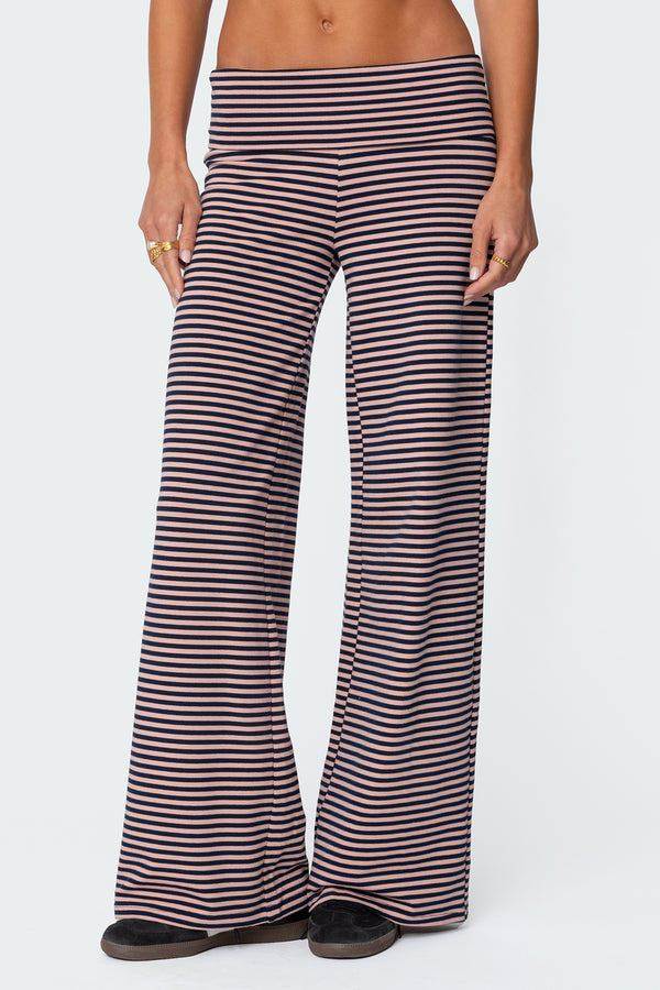 Lilah Striped Fold Over Pants view 2