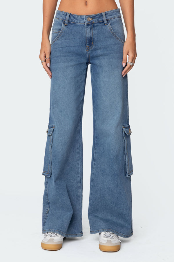 Lunar Mid Rise Wide Leg Cargo Jeans view 2