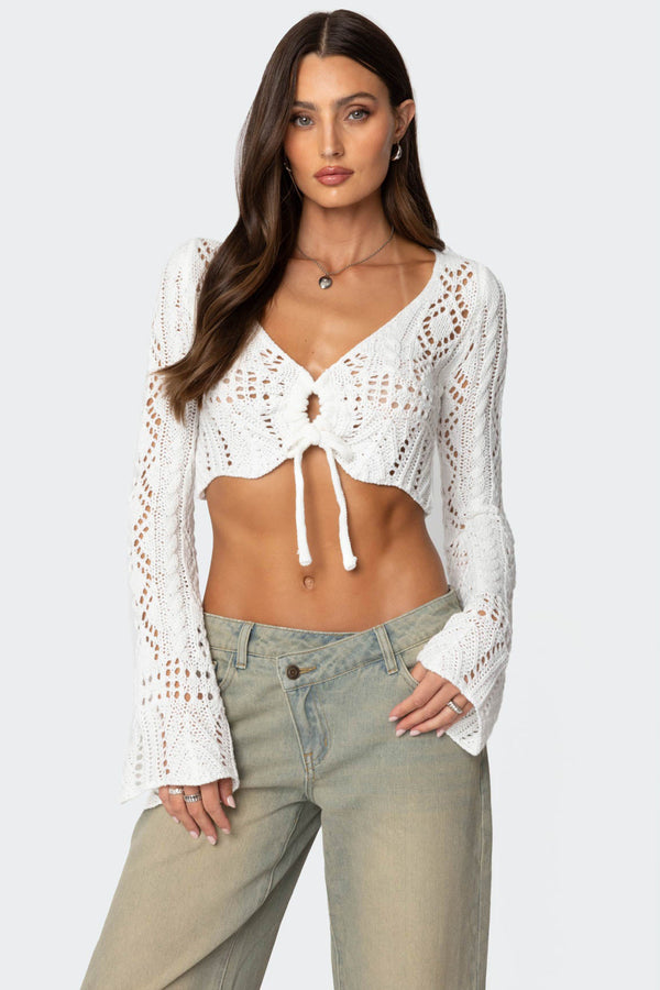 Tie Front Crochet Crop Top view 1