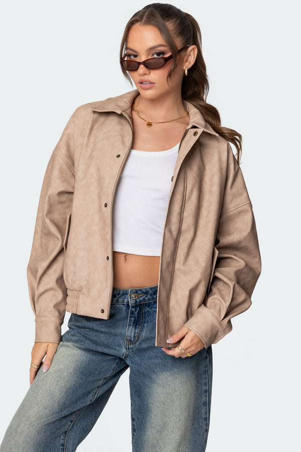 Mori Oversized Faux Leather Jacket view 1