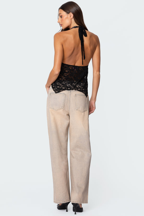Esme Sheer Lace Halter Top view 2