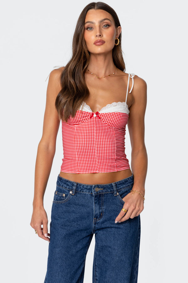 Peekaboo Lacey Gingham Corset view 1