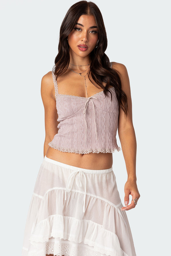 Lacey Knit Tank Top view 1