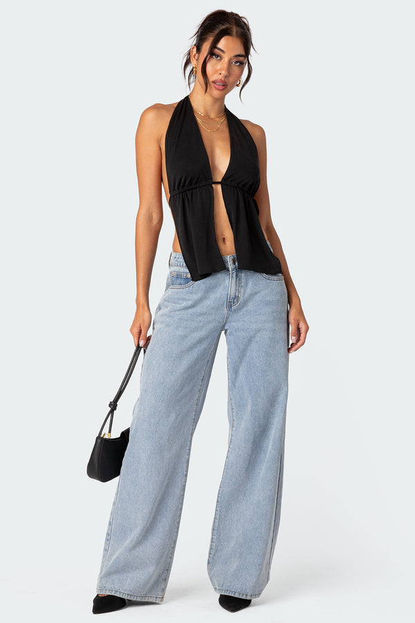 Split Front Halter Top view 2