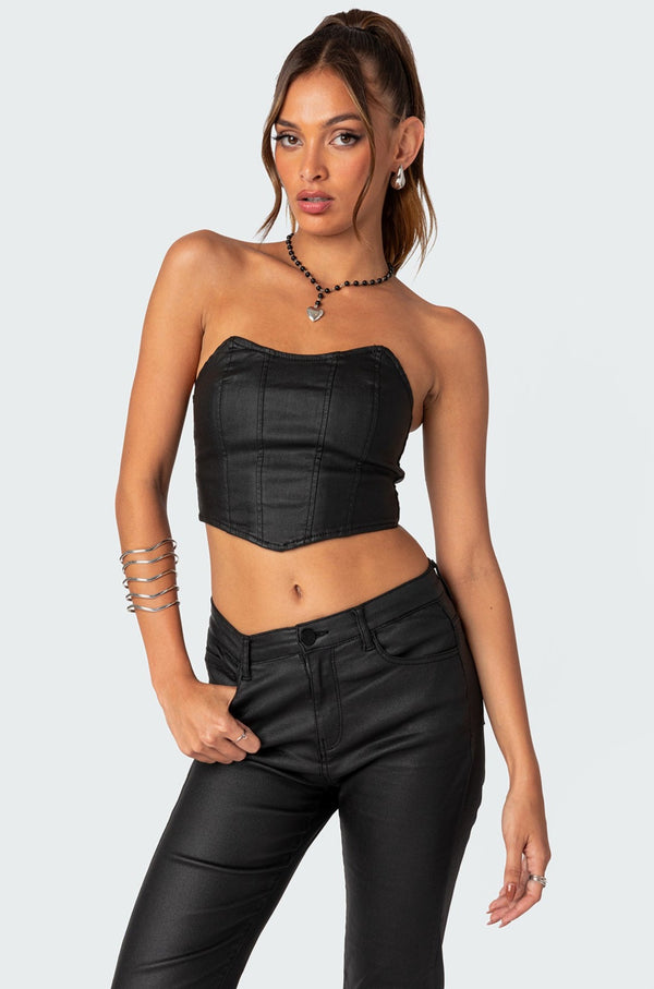 Luna Faux Leather Stretch Corset view 1