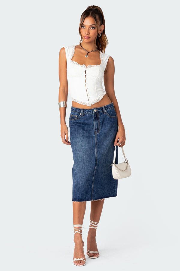 Mirah Denim Midi Skirt view 1