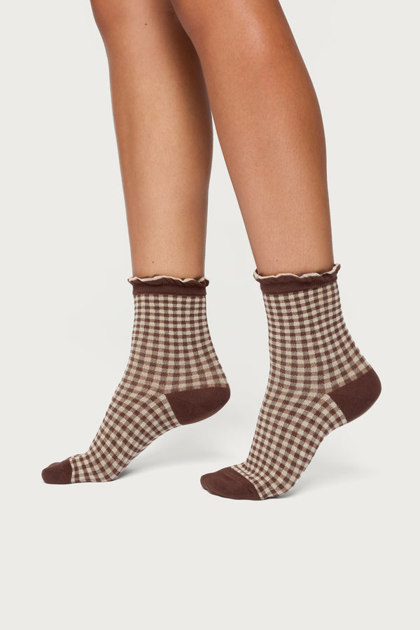 Frilled Gingham Socks view 1
