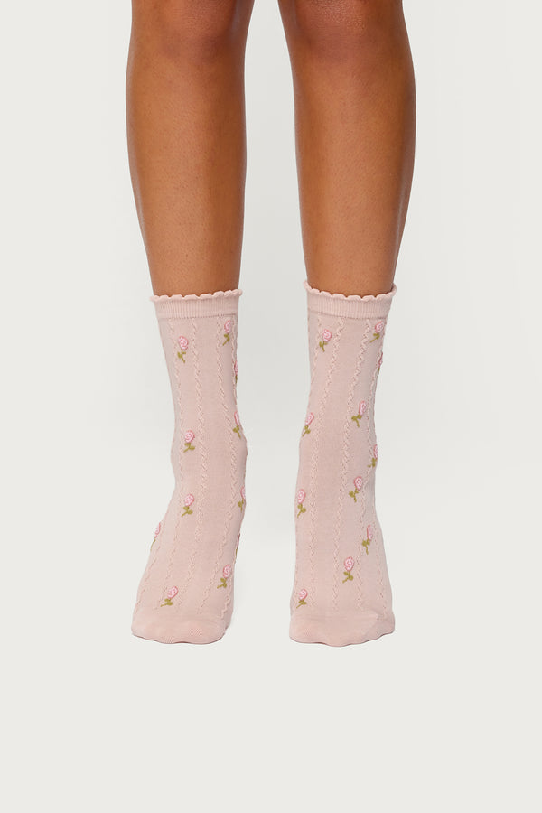 Embroidered Rose Socks view 2