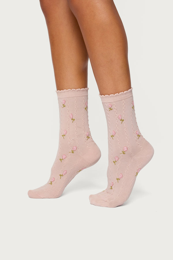 Embroidered Rose Socks view 1