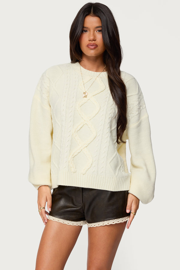 Braided Cable Knit Oversized Sweater view 1