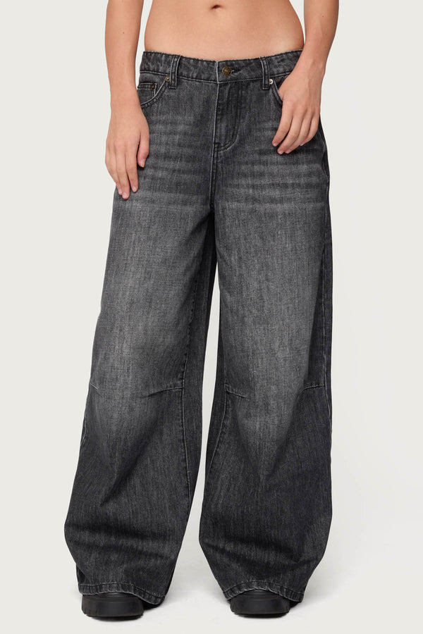 Skater Girl Washed Low Rise Baggy Jeans view 2