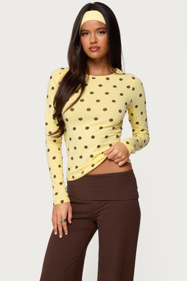 Maricelle Polka Dot Long Sleeve T Shirt view 1
