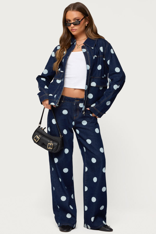 Leyah Polka Dot Low Rise Baggy Jeans view 1