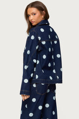 Leyah Polka Dot Oversized Denim Jacket