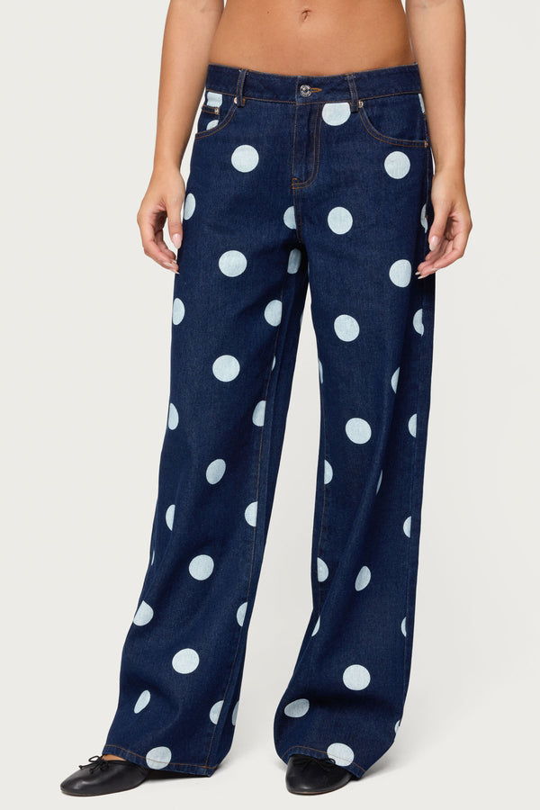 Leyah Polka Dot Low Rise Baggy Jeans view 2