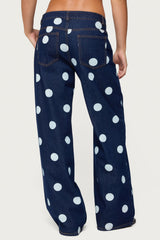 Leyah Polka Dot Low Rise Baggy Jeans