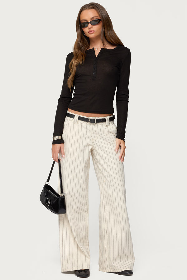 Cory Striped Low Rise Baggy Jeans view 1