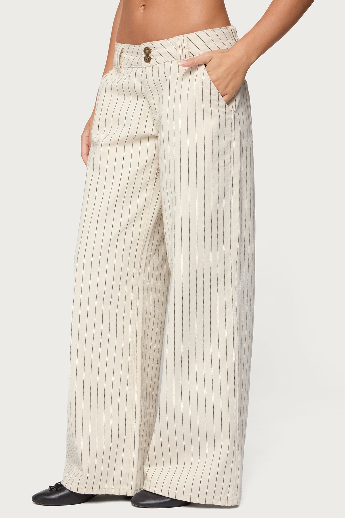 Cory Striped Low Rise Baggy Jeans