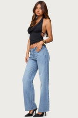 Layered Lacey Cowl Neck Halter Top