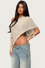 Loma Asymmetric Off Shoulder Knit Poncho