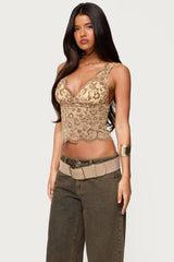 Araura Lace Velvet Floral Top
