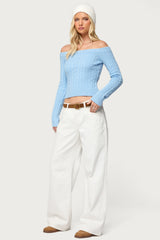 Taniza Off Shoulder Cable Knit Sweater