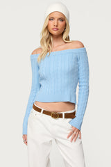 Taniza Off Shoulder Cable Knit Sweater