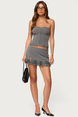 Mona Lacey Slit Pinstripe Mini Skort