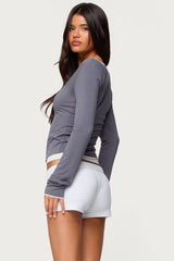 Orella Contrast Layered Long Sleeve Top