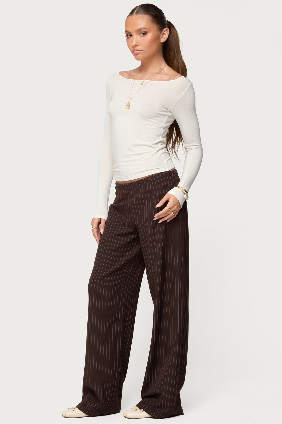 Kerie Pinstripe Low Rise Pants