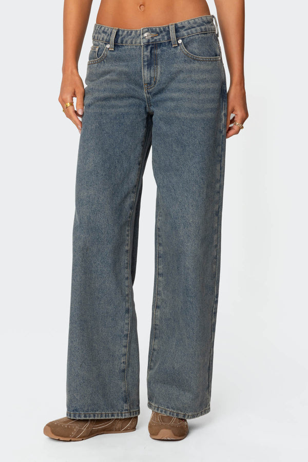 Leopard Heart Low Rise Baggy Jeans view 2