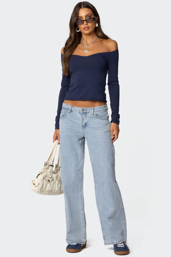 Nattie Off Shoulder V Neck Top view 2