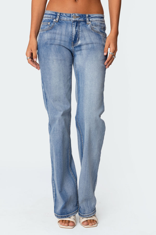 Boot Cut Washed Low Rise Jeans view 2