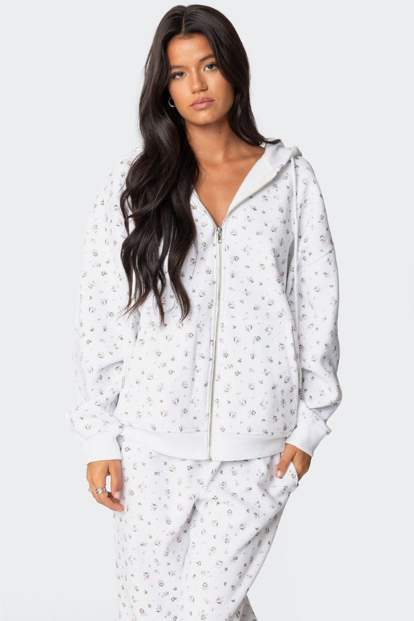 Bouquet Oversized Zip Up Hoodie view 1