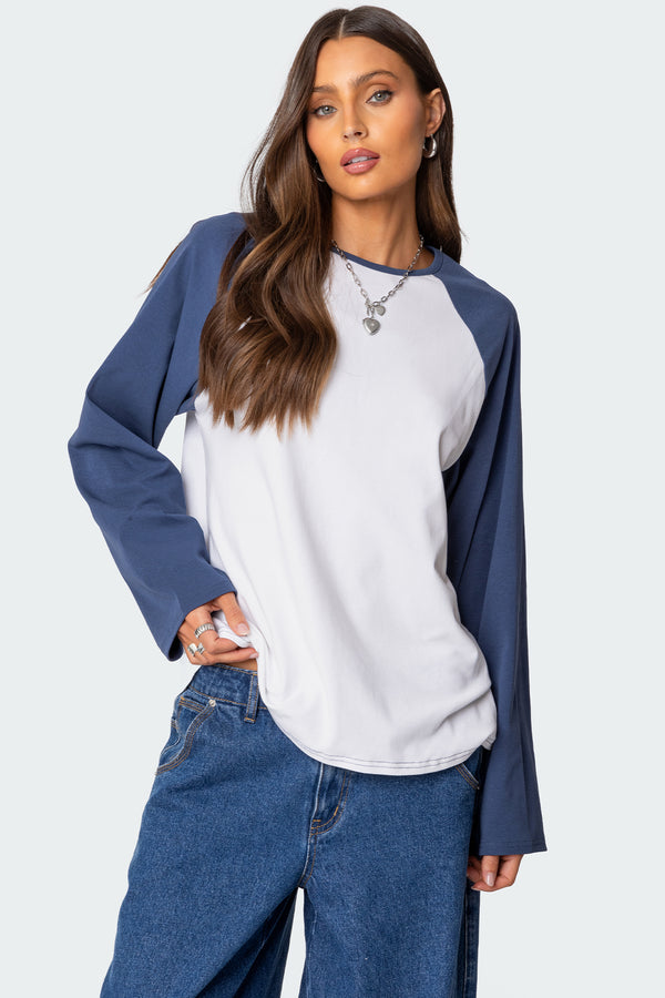 Oversized Raglan Long Sleeve T Shirt view 1