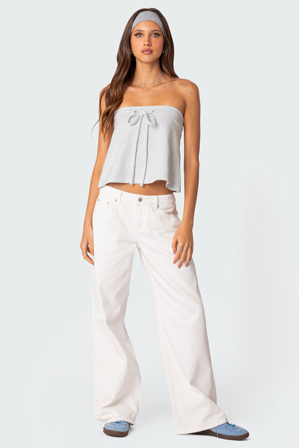 Caroline Tie Front Strapless Top view 2