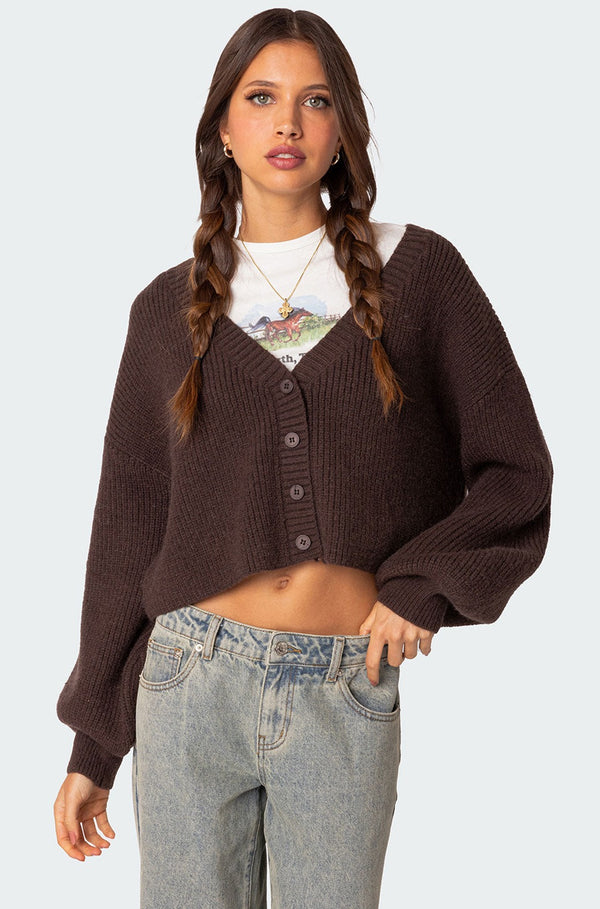 Sabrina Chunky Knit Cropped Cardigan view 1