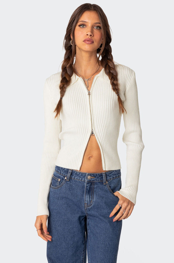 Cora Knitted Zip Up Cardigan view 1