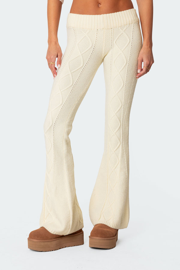 Ray Cable Knit Flared Pants view 2