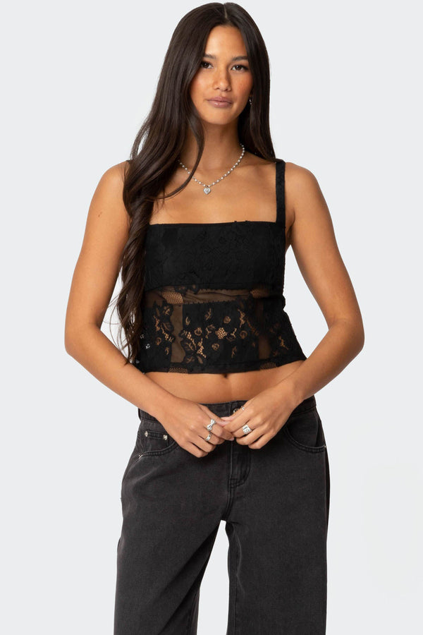 Gwyn Mixed Lace Top view 1