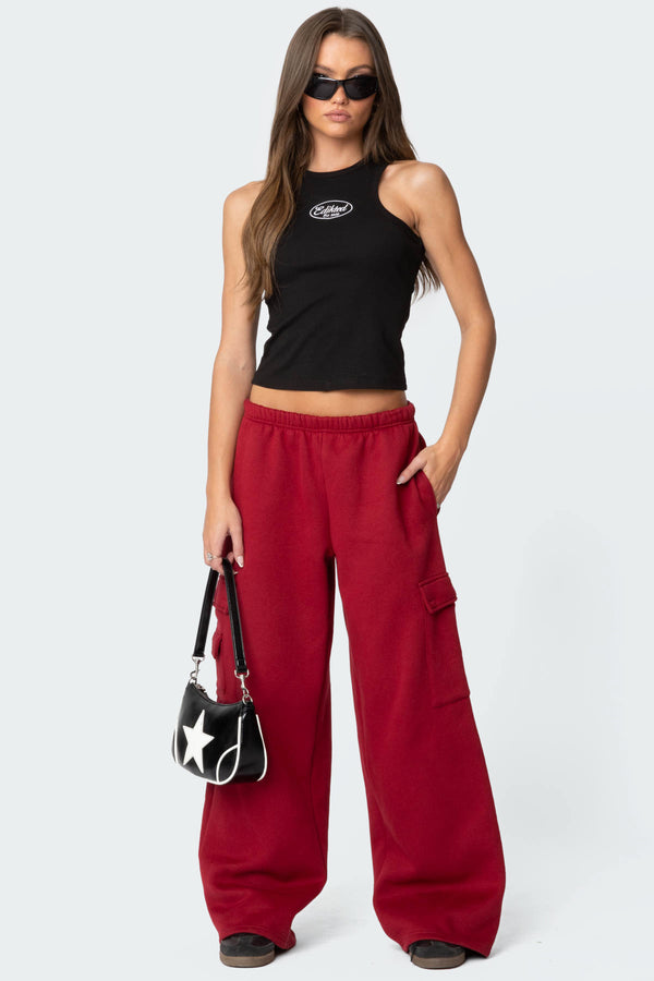 Wide Leg Cargo Sweatpants view 1