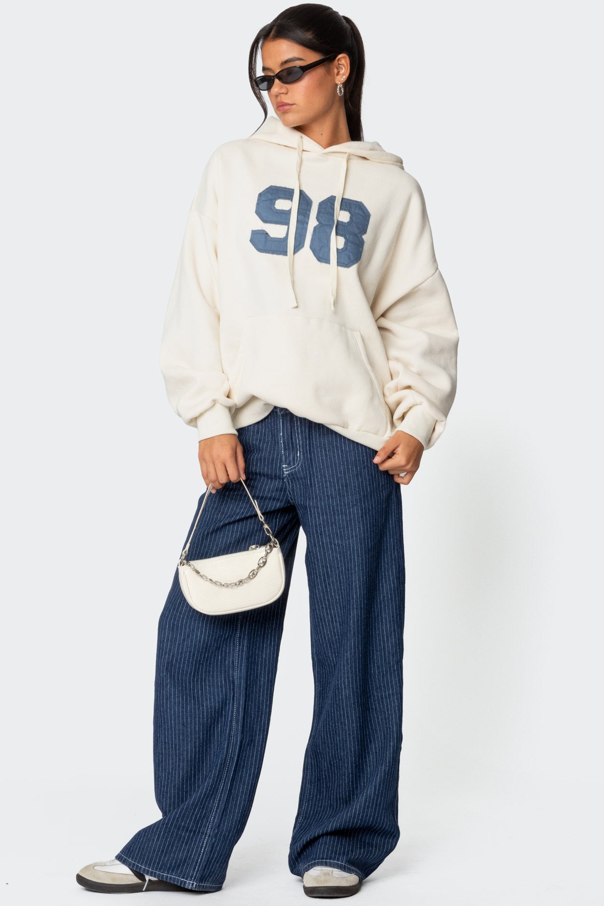 Pinstripe Low Rise Baggy Jeans