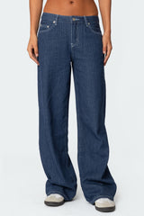 Pinstripe Low Rise Baggy Jeans