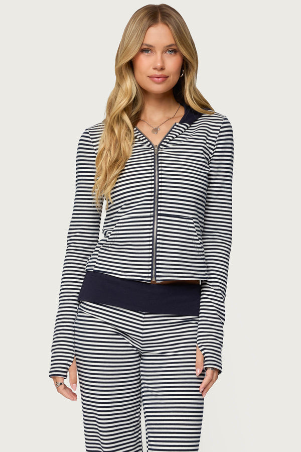 Meggy Striped Zip Up Hoodie view 1