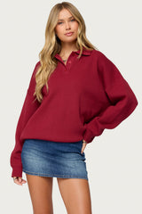 Lorie Oversized Knit Polo Sweater