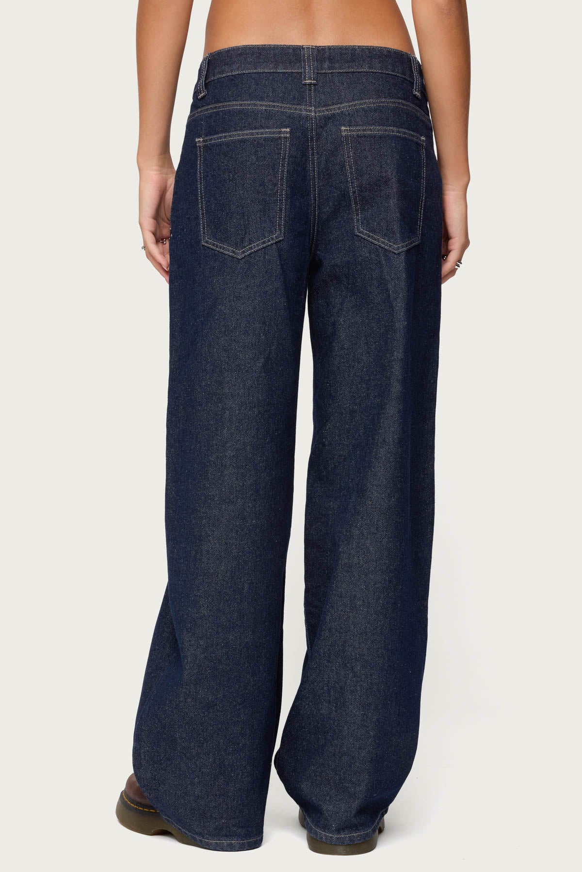 Polley Button Up Low Rise Baggy Jeans