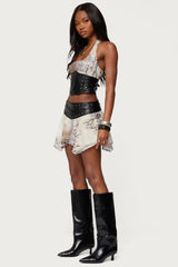 Letta Printed Chiffon Mini Skirt