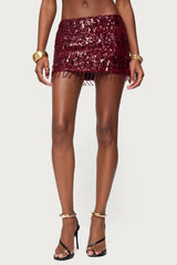 Dalis Fringed Sequin Mini Skirt