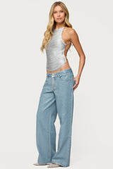 Jenney Shiny Low Rise Baggy Jeans